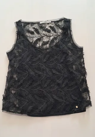 Blusa Pedro del Hierro Negra Encaje