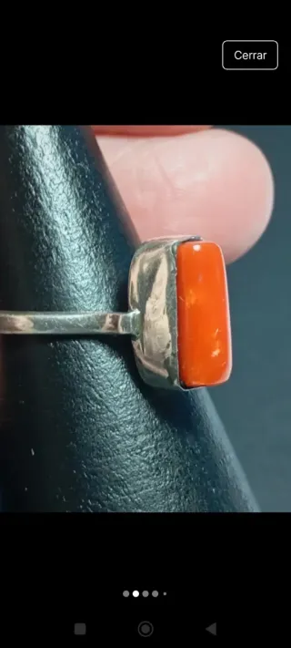 Anillo Plata Ley Coral Rojo