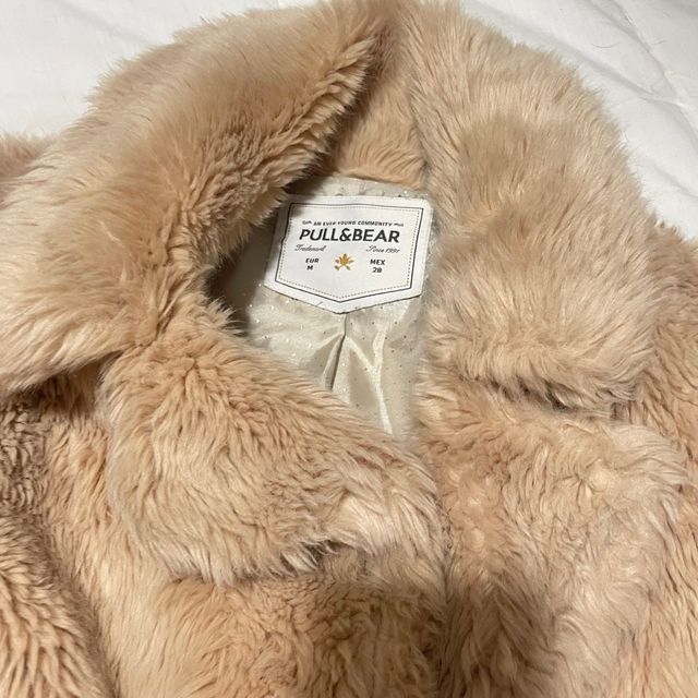 Chaquetón de pelo beige/rosa