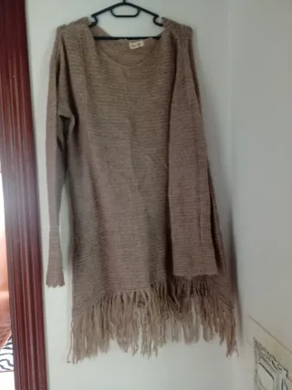 Jersey de lana beige/marrón talla única