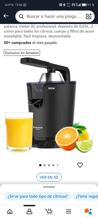 Exprimidor Taurus 600W