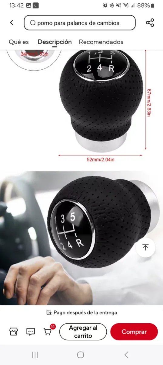 Perilla / pomo de cambio universal 5 velocidades