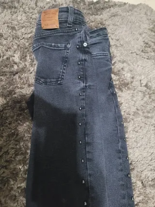 Pantalones vaqueros Mango grises mujer