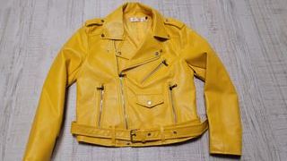 Chaqueta Polipiel Simil Cuero Amarilla Talla S