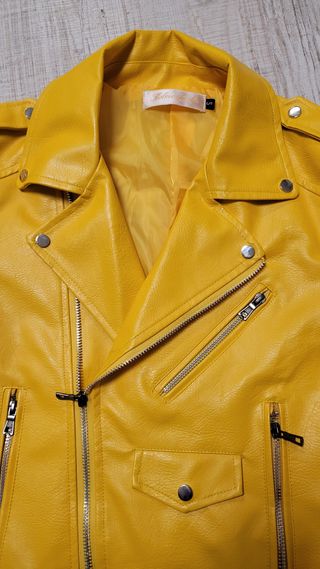 Chaqueta Polipiel Simil Cuero Amarilla Talla S