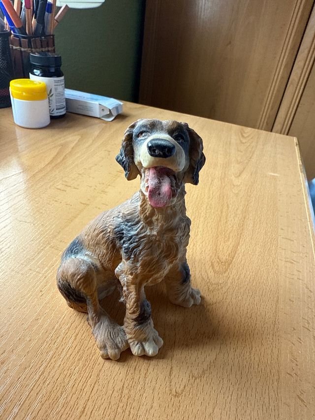 Estatuilla Perro Cerámica Marrón Negro