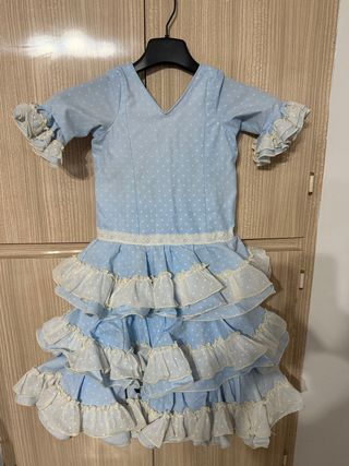 Traje de Sevillana lunares azul T. 2-4