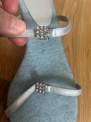 Sandalias CF Piel Azul y Plateadas