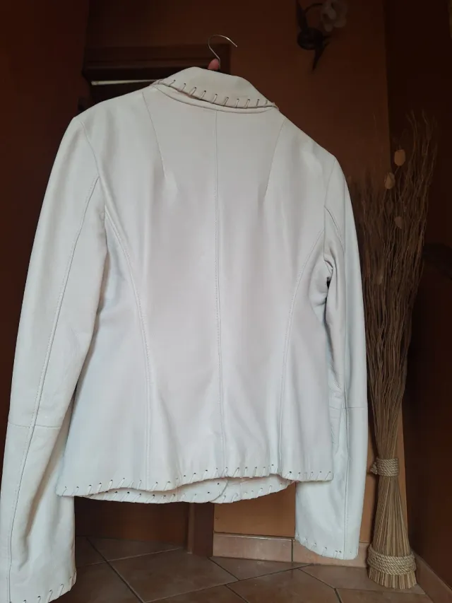 Giacca vera pelle beige tg 42