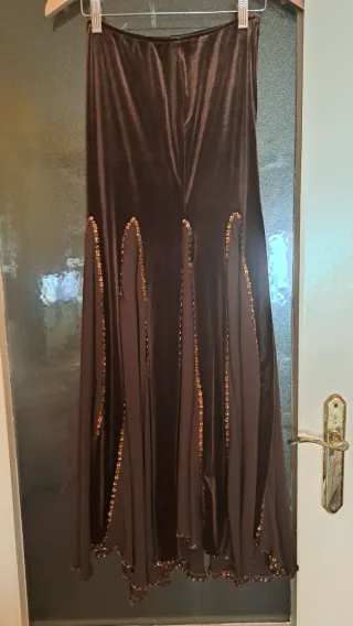 Falda danza oriental marrón lentejuelas