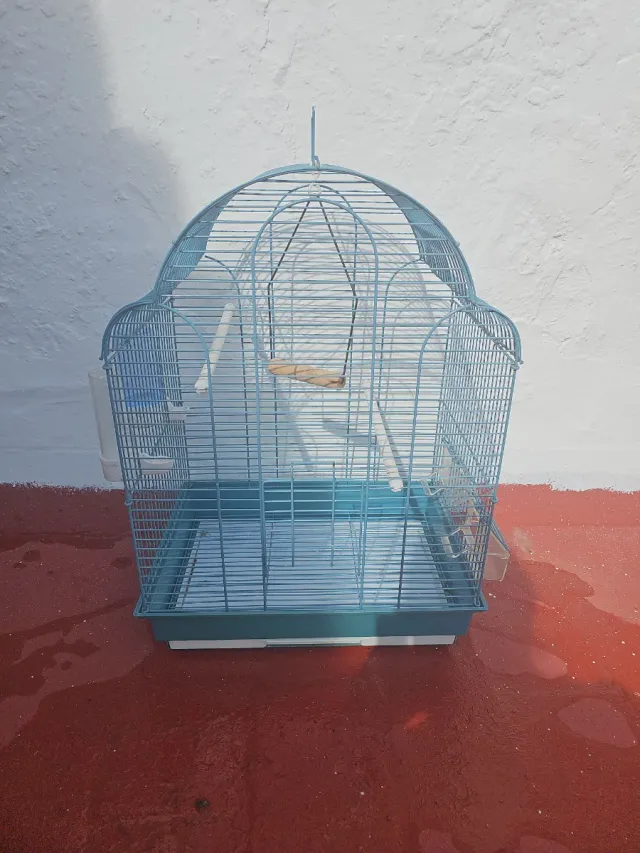 Jaula para pájaros azul. 