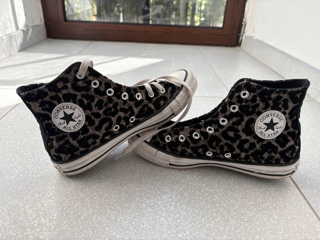 Converse leopardate Tg 37 mancano lacci scarpa dx