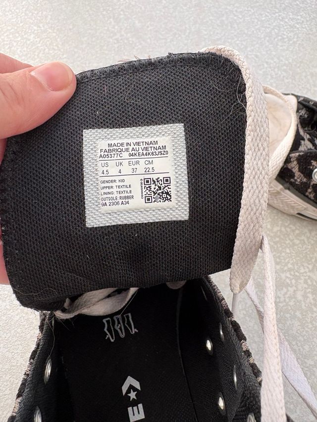 Converse leopardate Tg 37 mancano lacci scarpa dx