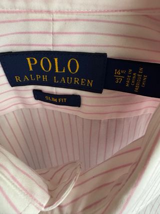 Camisa Polo Ralph Lauren Slim Fit Rosa y Blanca