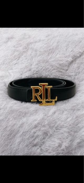 Cinturón Ralph Lauren Negro Hebilla Dorada RL