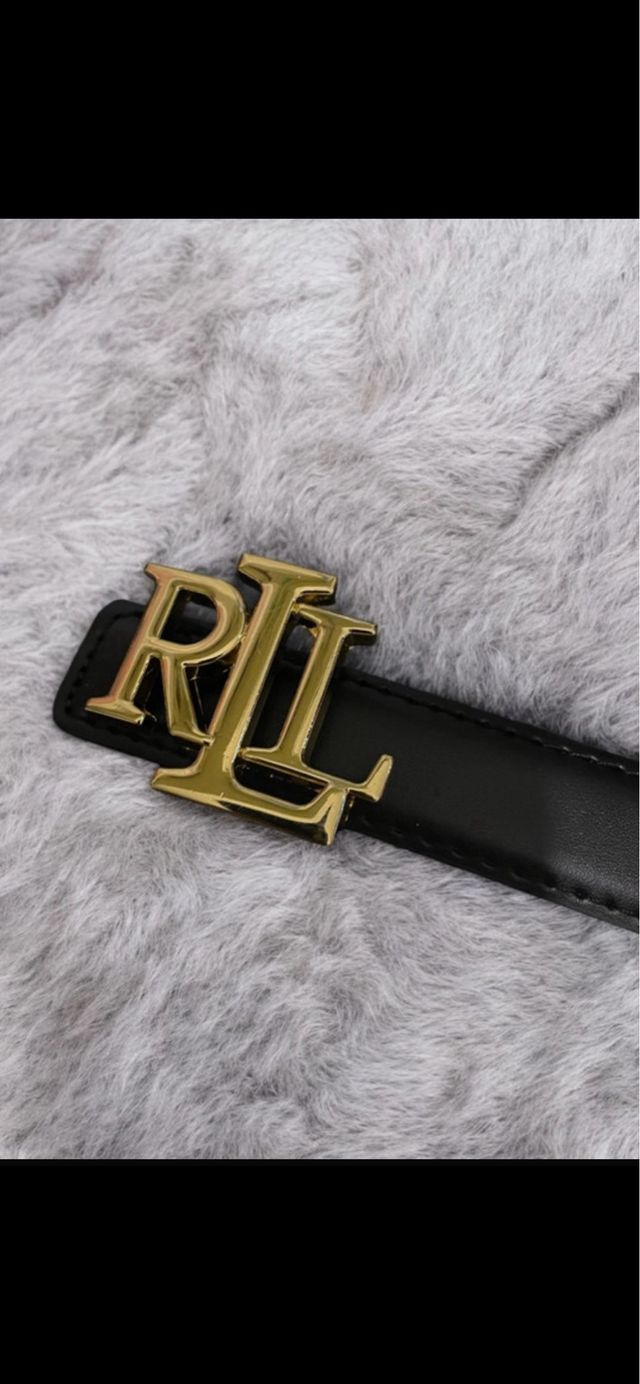 Cinturón Ralph Lauren Negro Hebilla Dorada RL