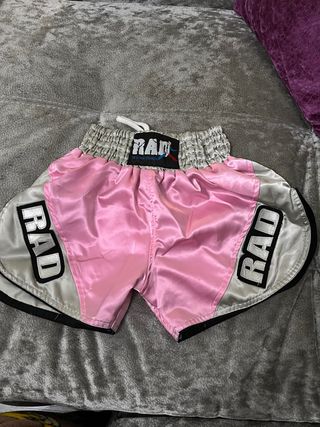 Pantalón de boxeo RAD rosa y plateado