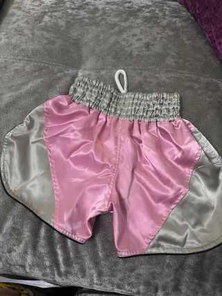 Pantalón de boxeo RAD rosa y plateado