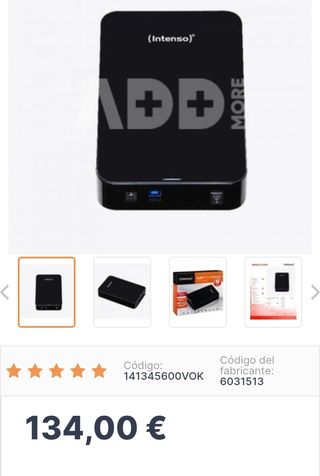 Disco externo 5TB Intenso Memory Center 3.5" USB 3.0 Negro