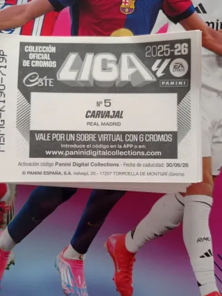 22 Códigos Sobres Virtuales Panini Liga 2025-26