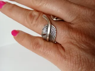 Anillo Baño Plata 925 Diseño Hoja Ajustable leaves