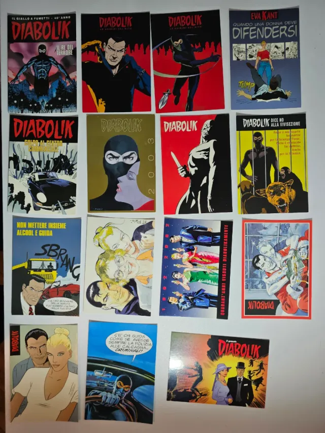 Lotto cartoline Diabolik - 15 Pezzi