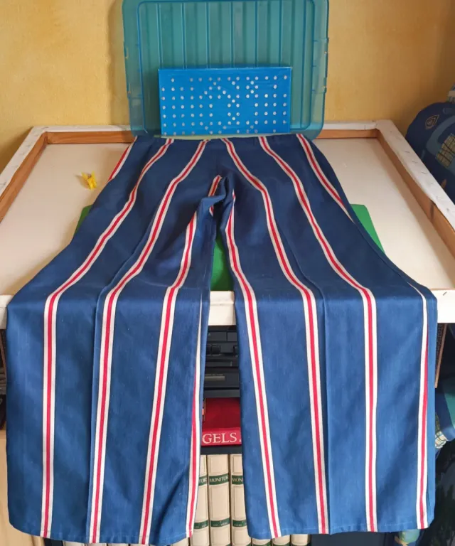 Pantalones retro rayas azules y rojas