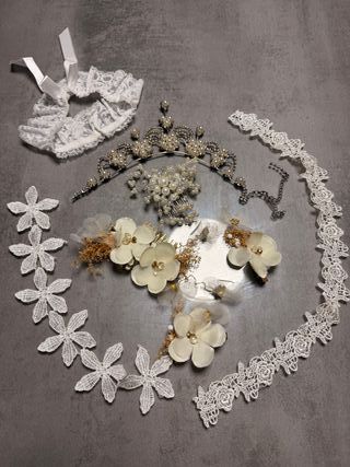 Lote Novia: Tiara, Garter y Flores