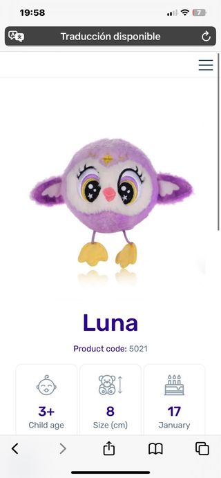 Peluche Theia Gato Morado y Turquesa