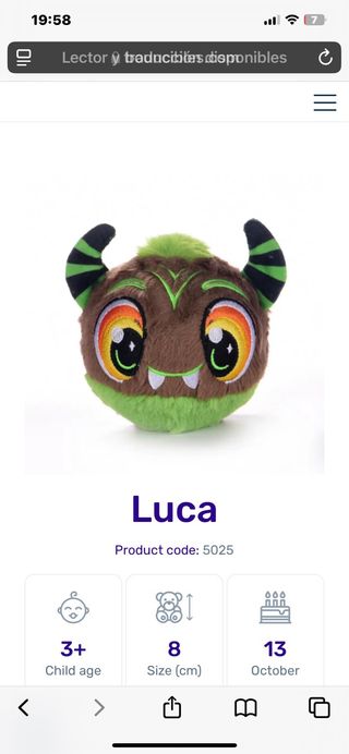 Peluche Theia Gato Morado y Turquesa