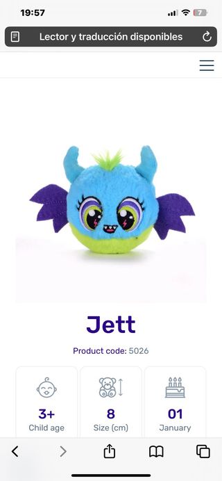 Peluche Theia Gato Morado y Turquesa