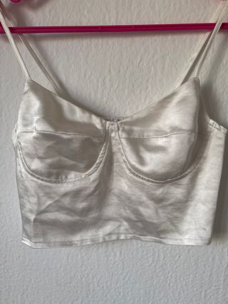 Top lencero satén blanco