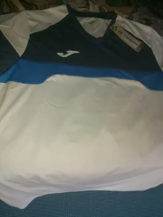 Camiseta deportiva Joma azul y blanca