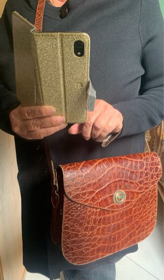 Borsa Scapa of Scotland vera pelle stampata cocco