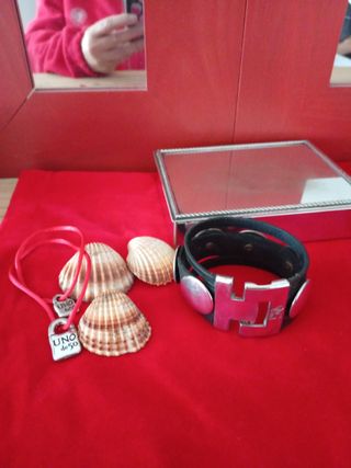 Uno de 50 pulsera Cuero y Plata