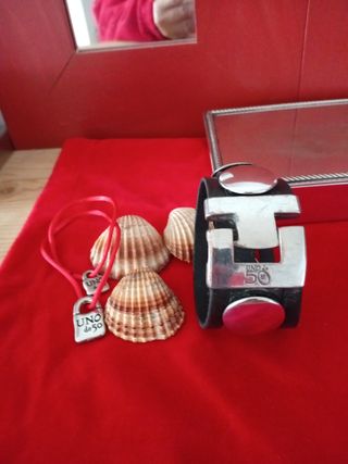 Uno de 50 pulsera Cuero y Plata