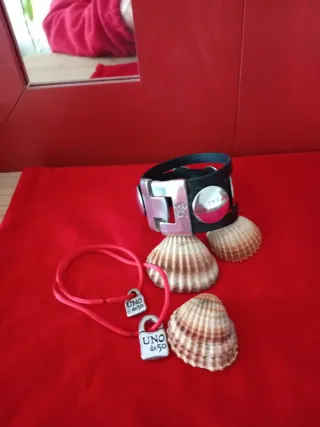 Uno de 50 pulsera Cuero y Plata