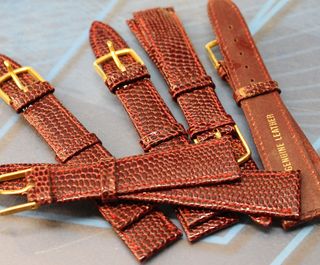 10. Correa de cuero burdeos para reloj. 18 mm. Años 70, stock de relojería.