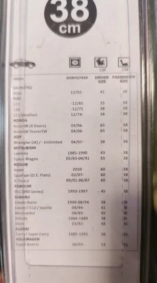 2 Escobillas limpiaparabrisas 38 cm