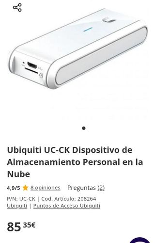 Controlador Cloud Key Ubiquiti UC-CK 2 GB RAM