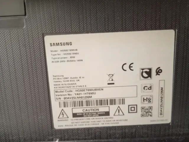 Samsung HG50ET690UB TV - Pantalla Rota