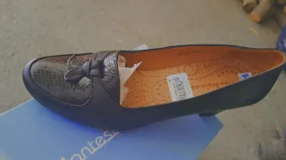 Sandalias cuña azul y plata