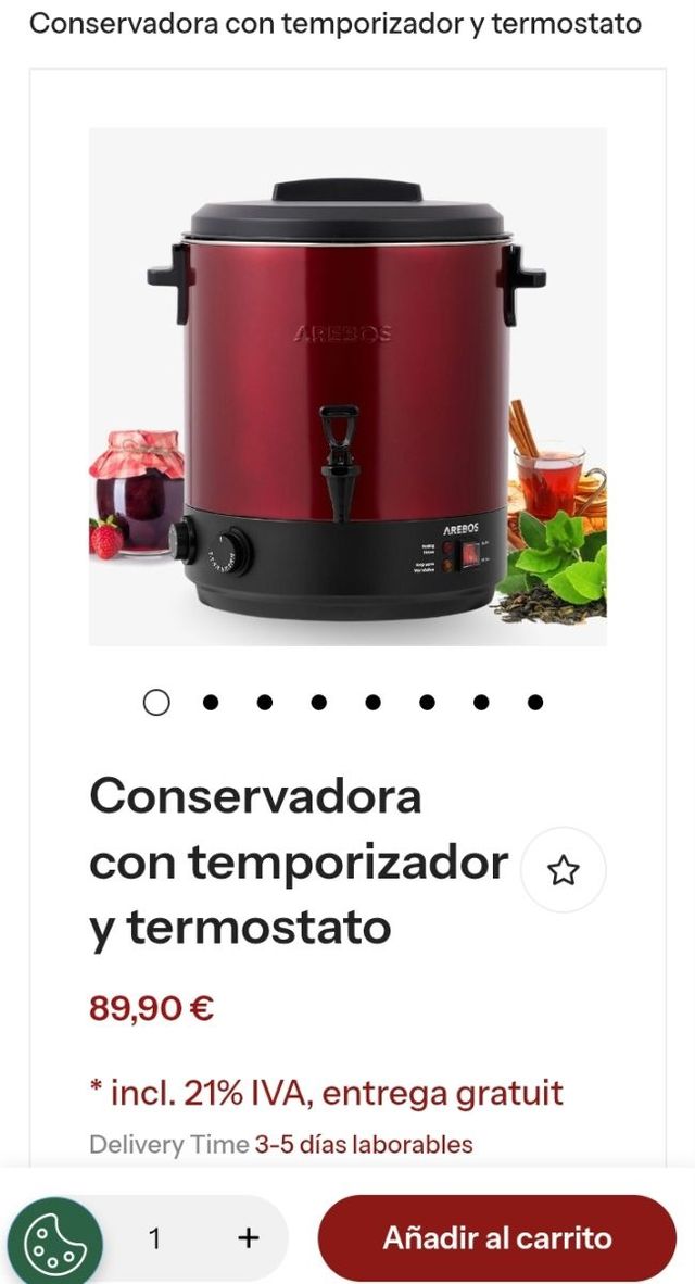 Máquina de Conservas AREBOS 1800W Distribuidor 28L