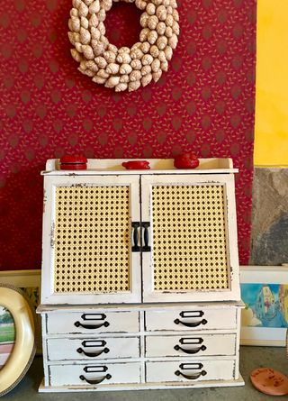 Credenza in legno e rattan