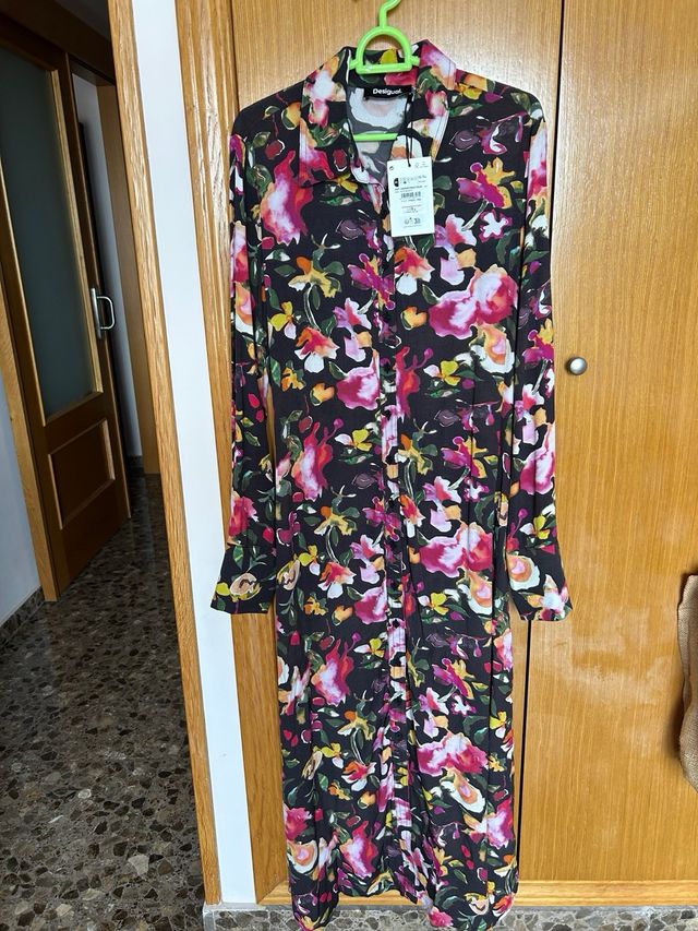 Vestido Desigual Largo Estampado Floral Talla M 42