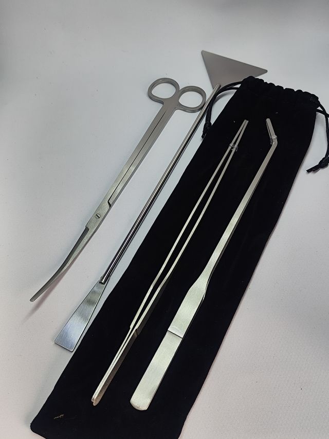 Herramientas Acuario - 2 Pinzas, Tijeras + Pala