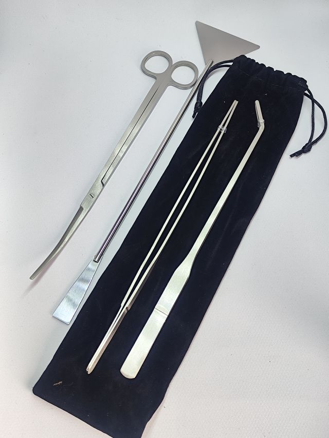 Herramientas Acuario - 2 Pinzas, Tijeras + Pala