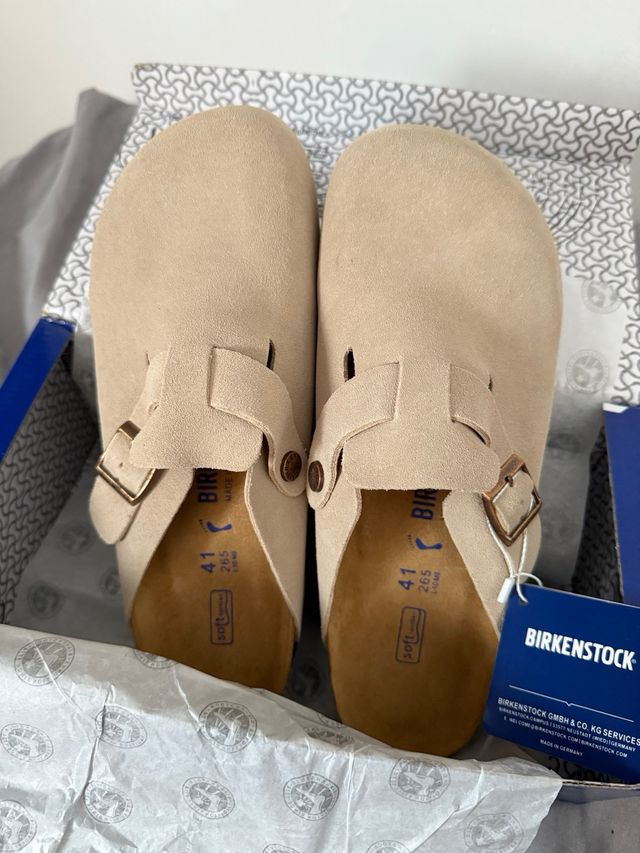 Zuecos Birkenstock Beige Suede