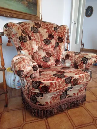 Coppia poltrone velluto floreale