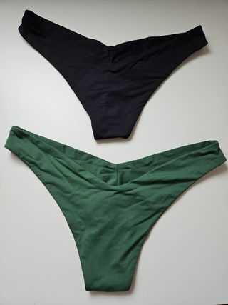 Tanga bikini Calzedonia negro y verde